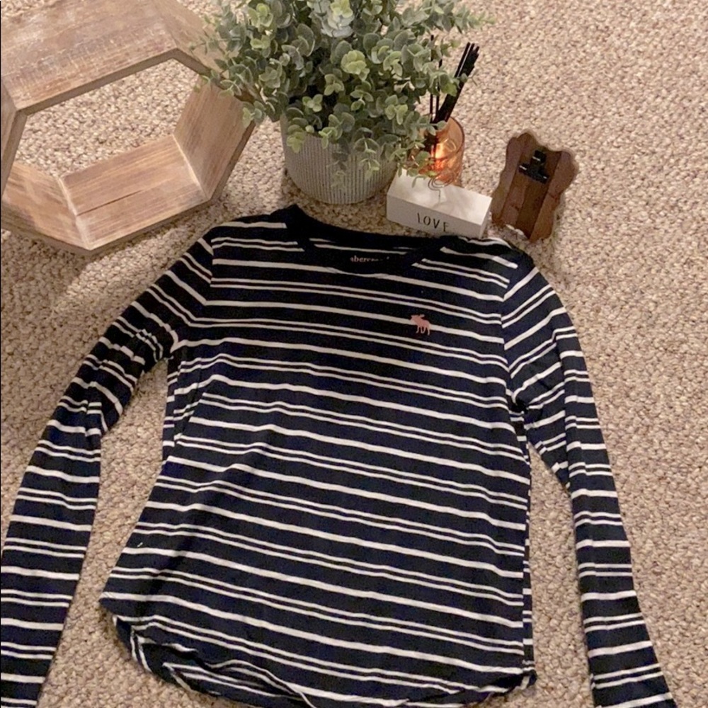Blue and white striped Abercrombie shirt